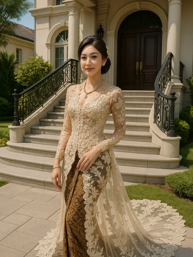 Model Kebaya Ekor Panjang Kekinian