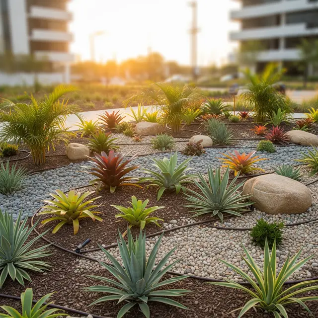 Inspirasi Xeriscape Bergaya Tropis (AI Generated)