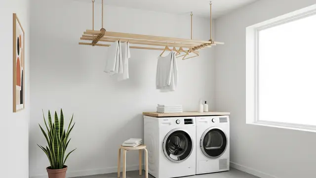 Model Ruang Cuci dengan Jemuran Gantung Minimalis