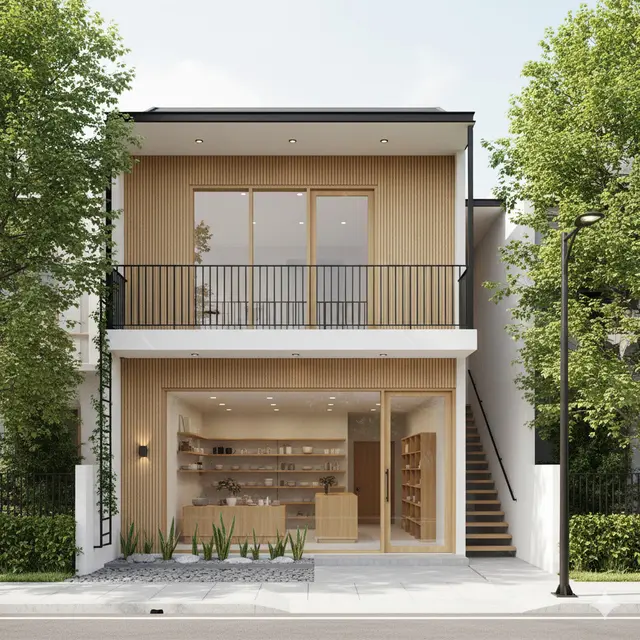Desain Rumah Minimalis Depan Toko Gaya Japandi 2025