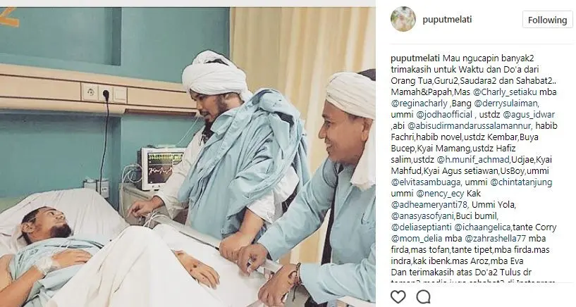 Ustaz Guntur Bumi usai kecelakaan.