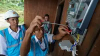 Petugas PLN memasang listrik untuk warga Kutai Kartanegara (Dok Foto: PT PLN (Persero)