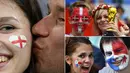 Piala Dunia tidak hanya menjadi ajang unjuk gigi para pesepak bola top dunia, tapi juga terselip kisah romatis dari para suporter. Berikut sepenggal kisah romantis para fans selama Piala Dunia 2018 Rusia. (Kolase foto-foto dari AFP dan AP)