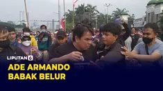 Ade Armando Dipukuli saat Datang ke Lokasi Demo