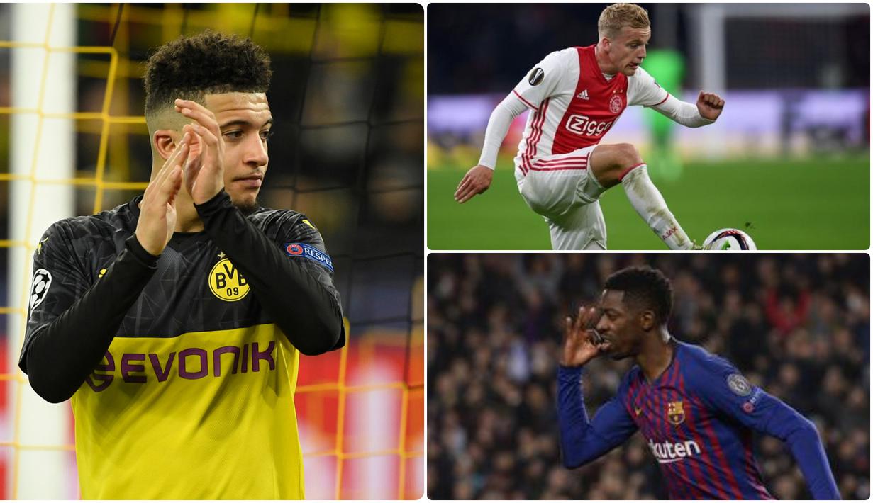 Manchester United dipastikan akan sibuk mencari pemain pada bursa transfer di musim panas 2020 jika berhasil lolos ke Liga Champions musim depan. Berikut Jadon Sancho dan pemain incaran Manchester United pada bursa transfer musim panas 2020. (kolase foto AFP)