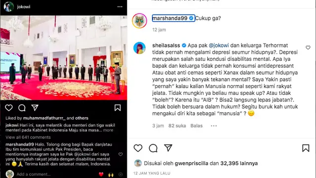 Marshanda Mention Langsung Presiden Jokowi, Singgung Soal Kesehatan Mental. (Foto: Instagram @marshanda99)