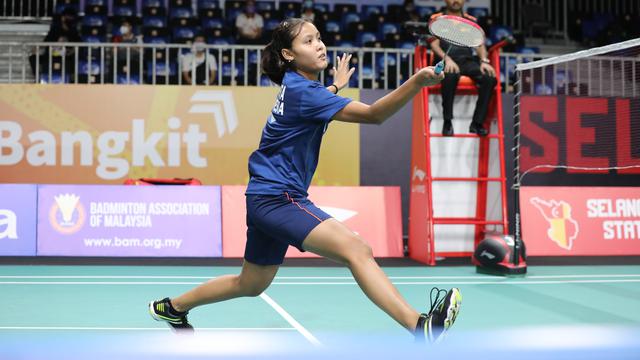 Bilqis Prasista saat tampil melawan Kamila Smagulova pada Kejuaraan Bulu Tangkis Asia Beregu (BATC) 2022.  (PBSI)