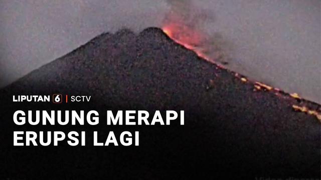 Gunung Merapi di perbatasan Yogyakarta dan Jawa Tengah, kembali erupsi. Sabtu malam, Merapi dua kali menyemburkan lava pijar.