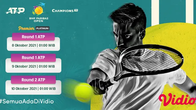 Jadwal dan Live Streaming ATP BNP Indian Wells Paribas Open di Vidio Pekan Ini