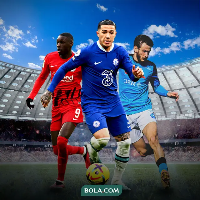 Ilustrasi - Enzo Fernandez, Khvicha Kvaratskhelia, Randal Kolo Muani