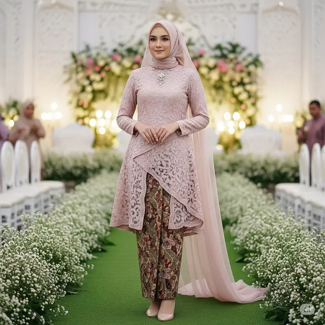 Model Baju Gamis Brokat untuk Akad Nikah. Foto: Gemini