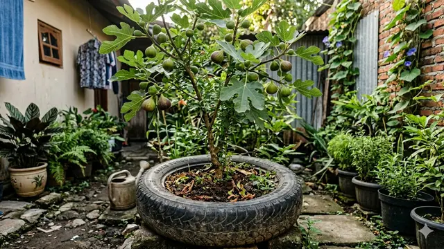 Pohon Buah yang Cocok Ditanam di Ban Bekas Motor untuk Lahan Sempit