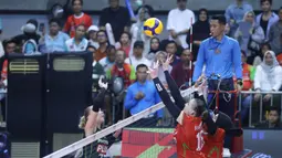 Dalam pertandingan yang digelar di GOR Amongrogo Yogyakarta, Sabtu (25/4/2026), JPE menang mutlak atas Gresik dengan skor 3-0 (25-19, 25-23, 25-21). (Dok. PBVSI)