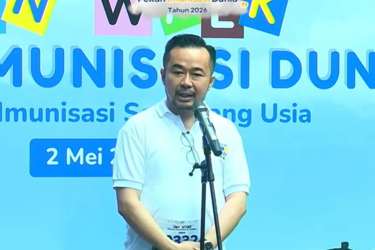 Plt. Direktur Jenderal Penanggulangan Penyakit Kementerian Kesehatan RI, dr. Andi Saguni, pada Puncak Pekan Imunisasi Dunia di Depok, Jawa Barat pada Sabtu, 2 Mei 2026.