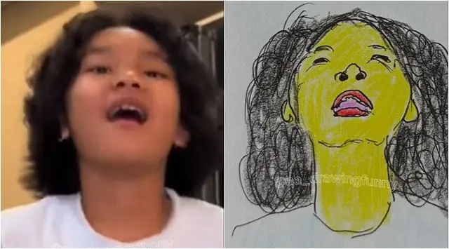 6 Potret kocak Ayu Ting Ting dan Bilqis digambar AA Drawing, hasilnya nyeleneh bikin ngakak