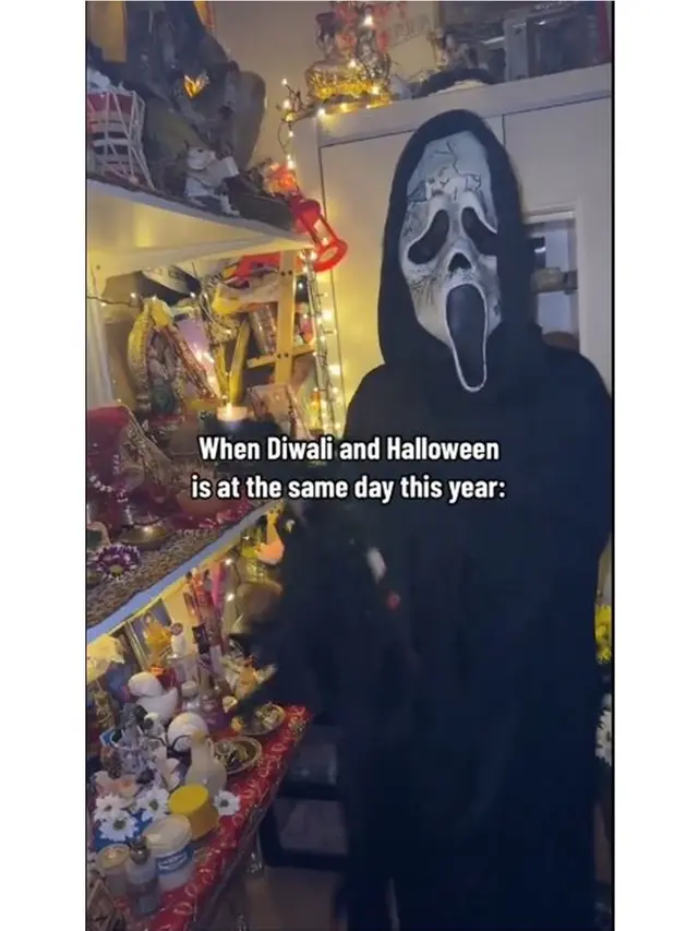 6 Potret Meme Perayaan Diwali dan Halloween di Hari yang Sama, Perpaduan Unik