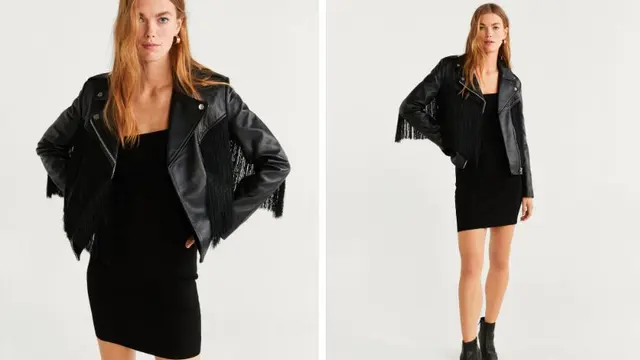Fringe Leather Jacket Mango
