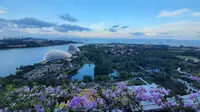 Salah satu penampakan pemandangan dari kamar di Marina Bay Sands Hotel. (Foto: Lizsa Egeham/Liputan6.com).