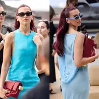 Lihat di sini beberapa potret penampilan transparan Dua Lipa di show Jacquemus "La Casa."