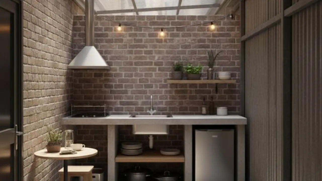 Ilustrasi Desain Dapur Outdoor (Sumber: Gemini AI)