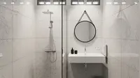 7 Desain Kamar Mandi Kecil Lebar 1 Meter dengan Roster dan Batu Alam