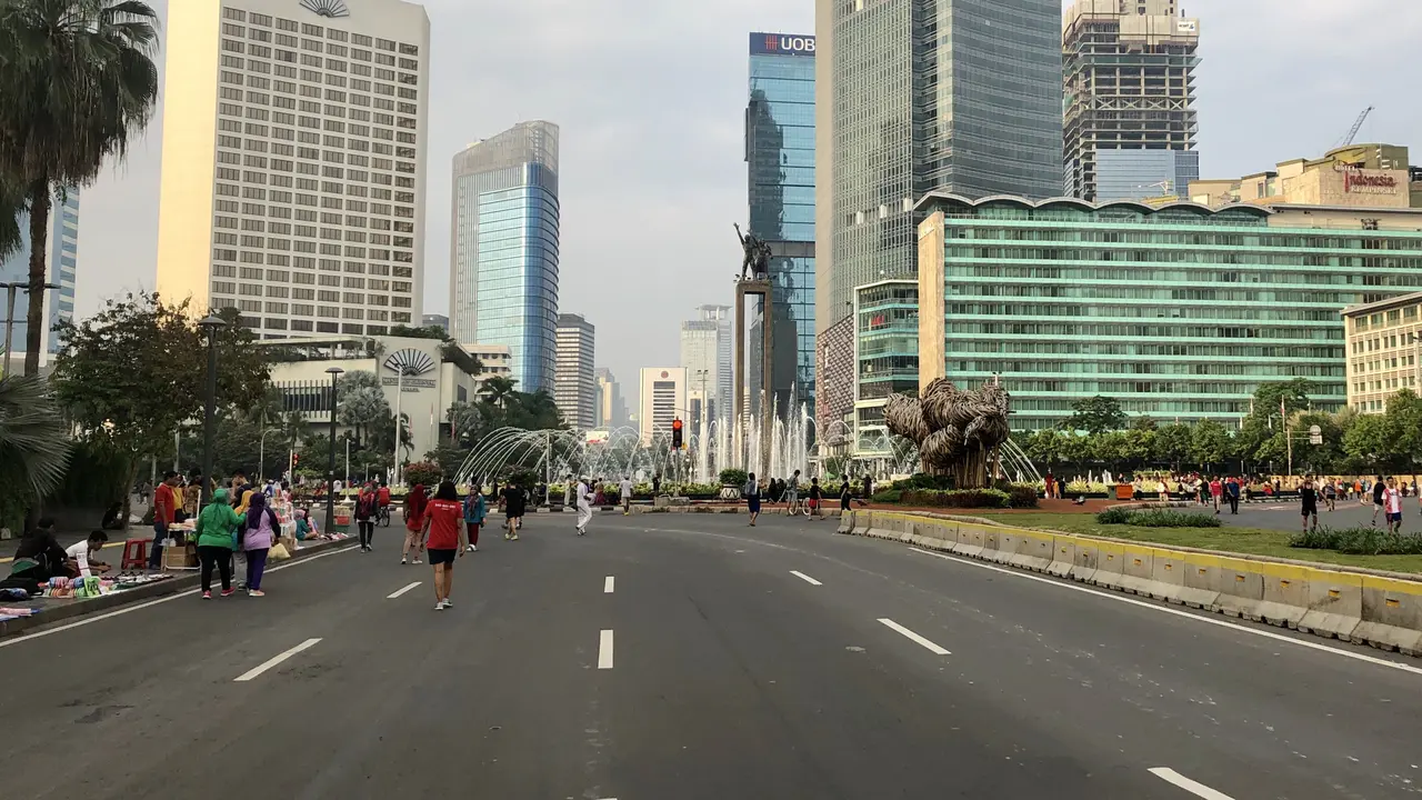car free day (CFD) tetap berlangsung di Bundaran HI, Thamrin, Jakarta Pusat
