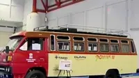 Bus-bus antik yang dulu jadi moda transportasi utama, di pameran di Kemayoran, Jakarta. (Liputan 6 SCTV)