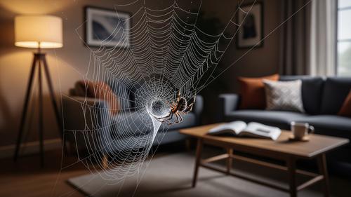 Ilustrasi laba-laba di rumah. [Foto: Gemini]