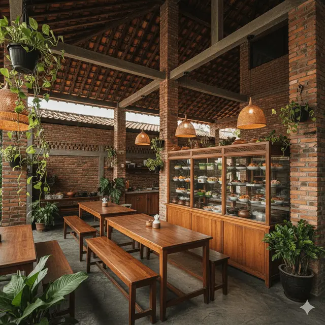 Desain Warung di Rumah yang Menyatu dengan Dapur. Gemini