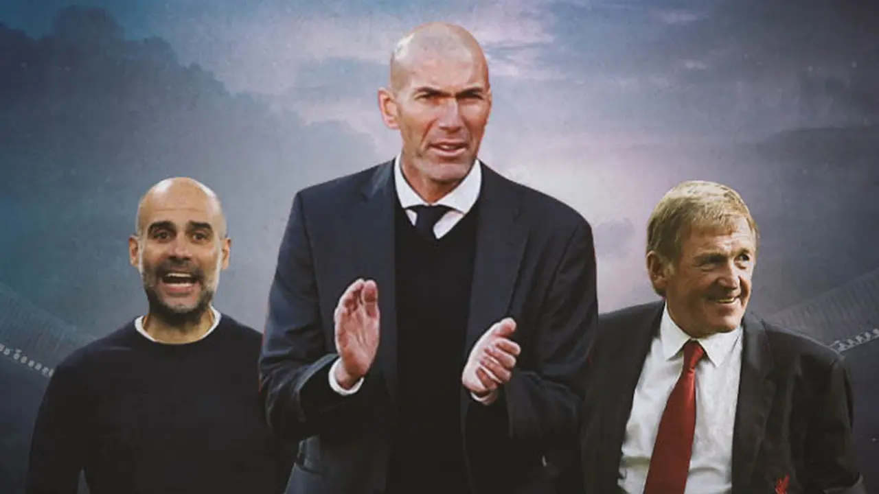 Ilustrasi - Pep Guardiola, Zinedine Zidane, Kenny Dalglish