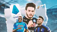 Liga Italia - Victor Osimhen, Khvicha Kvaratskhelia, Lautaro Martinez (Bola.com/Decika Fatmawaty)