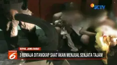 Tim Jaguar Polres Depok menangkap tiga remaja penjual senjata tajam kepada geng motor. ketiganya mengaku akan menggunakan uang hasil penjualan senjata tajam untuk study tour.