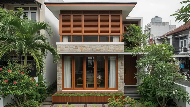 Rumah Tropis Kontemporer dengan Ventilasi dan Jendela Kombinasi