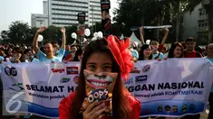 Parade Hari Pelanggan Nasional (Harpelnas) 2016 di Kawasan Bundaran Hotel Indonesia, Jakarta, Minggu (4/9). Kegiatan tersebut sebagai bentuk kepedulian bersama kepada pelanggan. (Liputan6.com/Johan Tallo)
