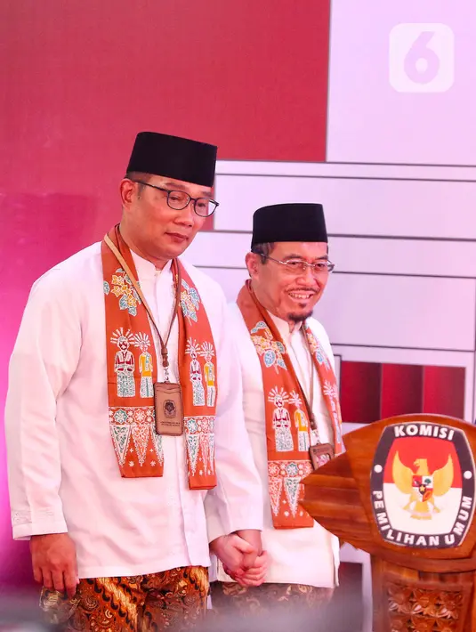 Sebelumnya, Ridwan Kamil sempat memberi keterangan terkait nama pasangan Ridwan Kamil-Suswono adalah RIDO. (Liputan6.com/Angga Yuniar)