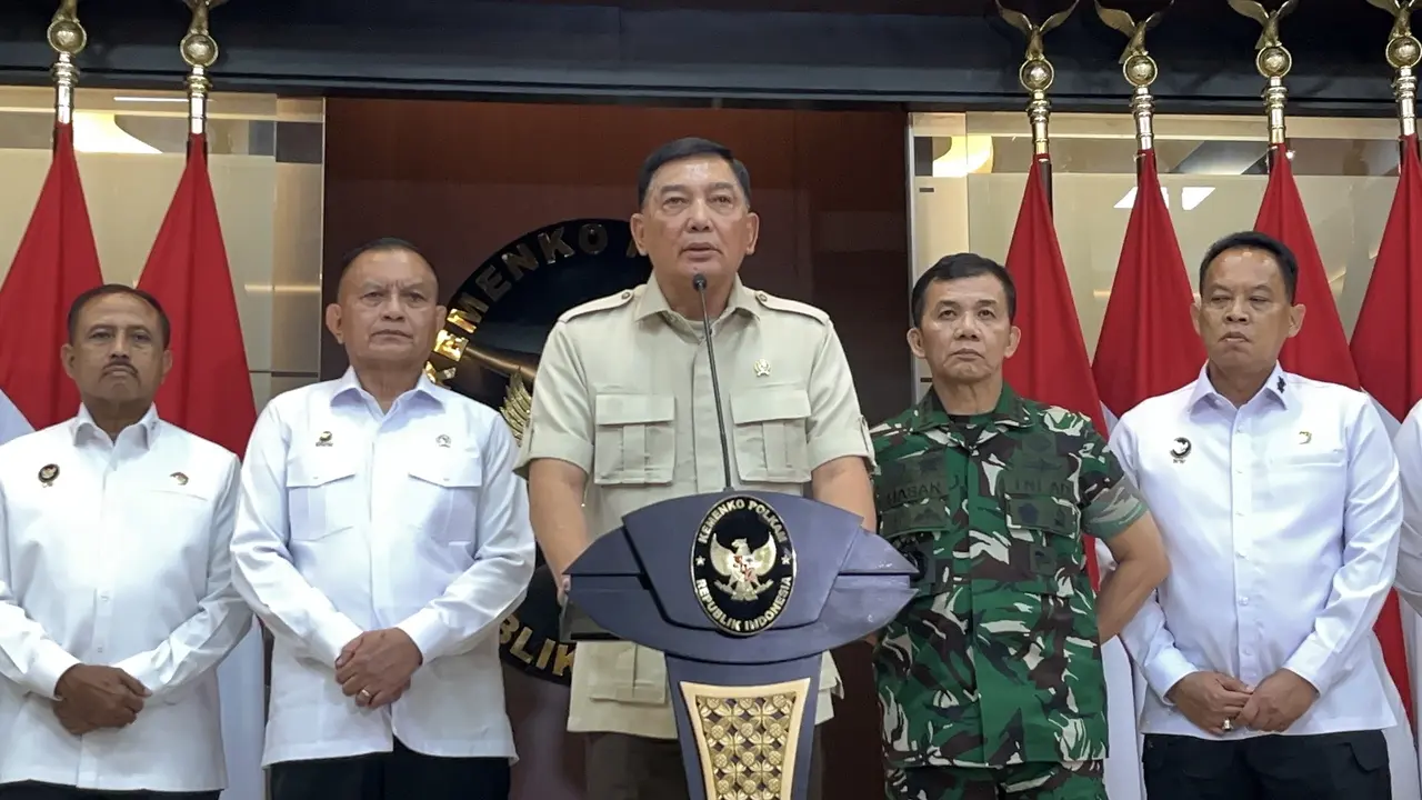 Menteri Pertahanan (Menhan) RI sekaligus Menko Polkam Ad Interim Sjafrie Sjamsoeddin (Liputan6.com/Winda Nelfira)