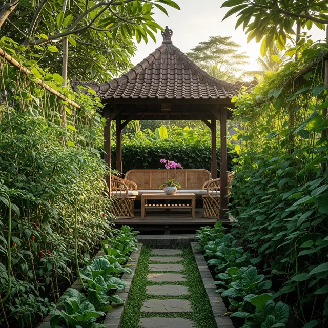Cara Membuat Gazebo di Kebun Sayur Sempit (AI)