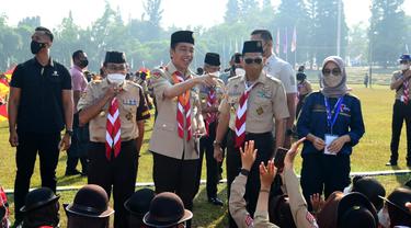 Presiden Jokowi memberikan apresiasi terhadap pelaksanaan Jambore Nasional (Jamnas) XI Tahun 2022 (Biro Pers Sekretariat Presiden)