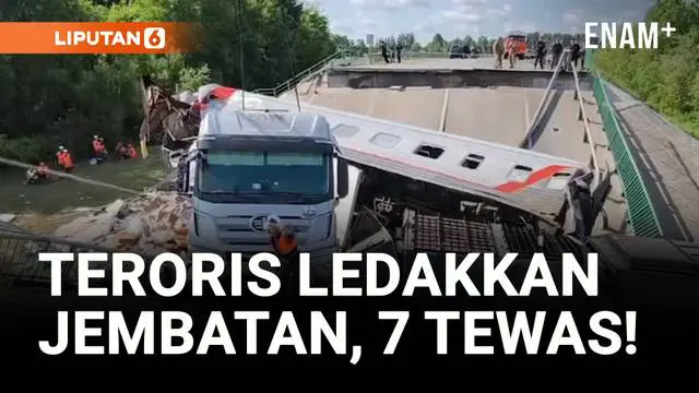 VIDEO: Ledakan Jembatan di Rusia, 7 Penumpang Kereta Tewas