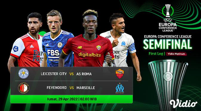 <p>Link Live Streaming Semifinal Leg 1 Liga Konferensi Eropa Malam ini di Vidio : Roma Vs Leicester City</p>