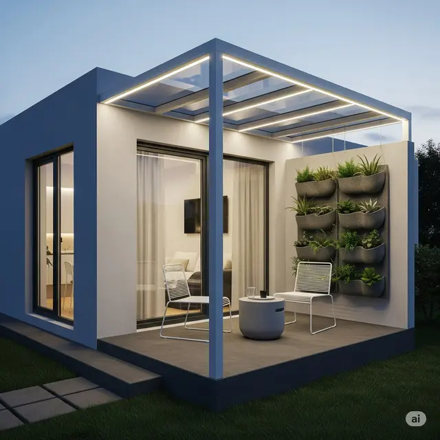 Teras Minimalis + Kanopi Kayu