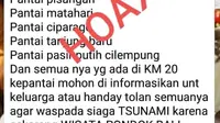 Info tsunami datangi Karawang hoaks (Liputan6.com/Abramena)
