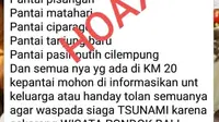 Kabar Tsunami Siap Menerjang Pantai Utara Karawang Hoaks