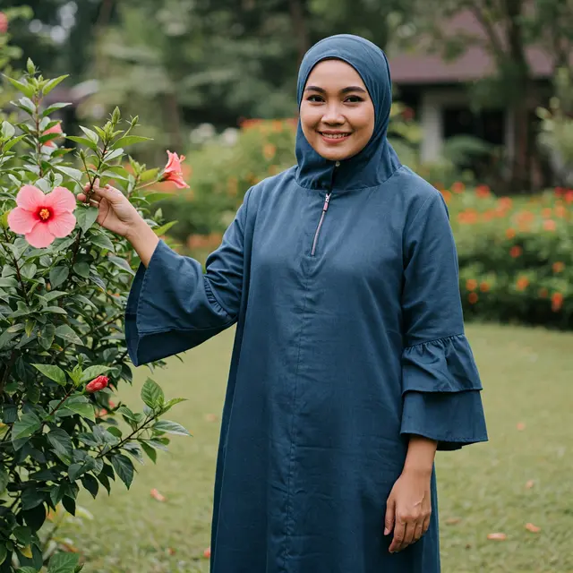 Gamis Lengan Lonceng (Foto: Rizka Nur Laily via Gemini)