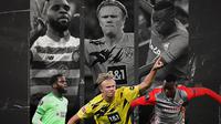Erling Braut Haaland, Odsonne Edouard dan Patson Daka. (Bola.com/Dody Iryawan)