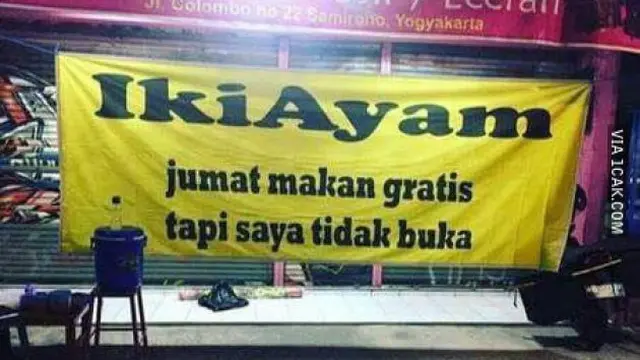 8 Potret Tulisan di Spanduk Jualan Ini Kocak Banget, Enggak Habis Pikir