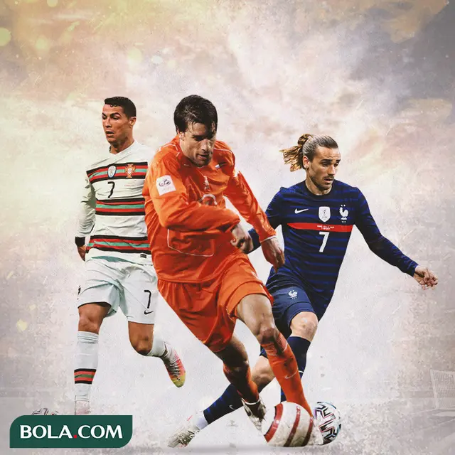 Ilustrasi - Cristiano Ronaldo, Ruud van Nistelrooy, Antoine Griezmann