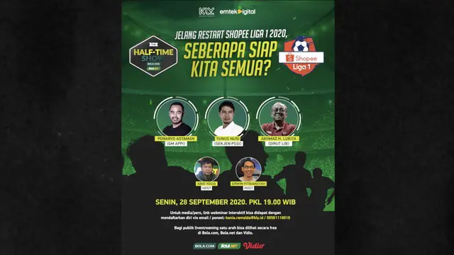 VIDEO: Jelang Restart Shopee Liga 1 2020, Jangan Lewatkan Half Time Show Live Senin 28 September