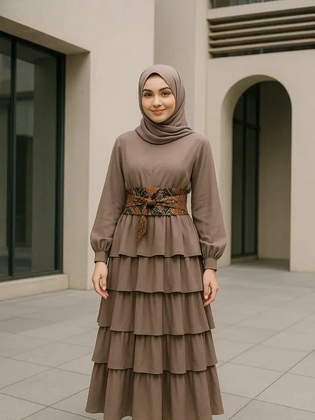 Gamis dengan Obi Belt Batik