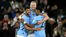 Erling Haaland menyebut bahwa hal tersebut bukan keputusan yang sulit. Pria berkebangsaan Norwegia itu mengatakan jika Manchester City sudah seperti rumahnya, (AFP/Oli Scarff)